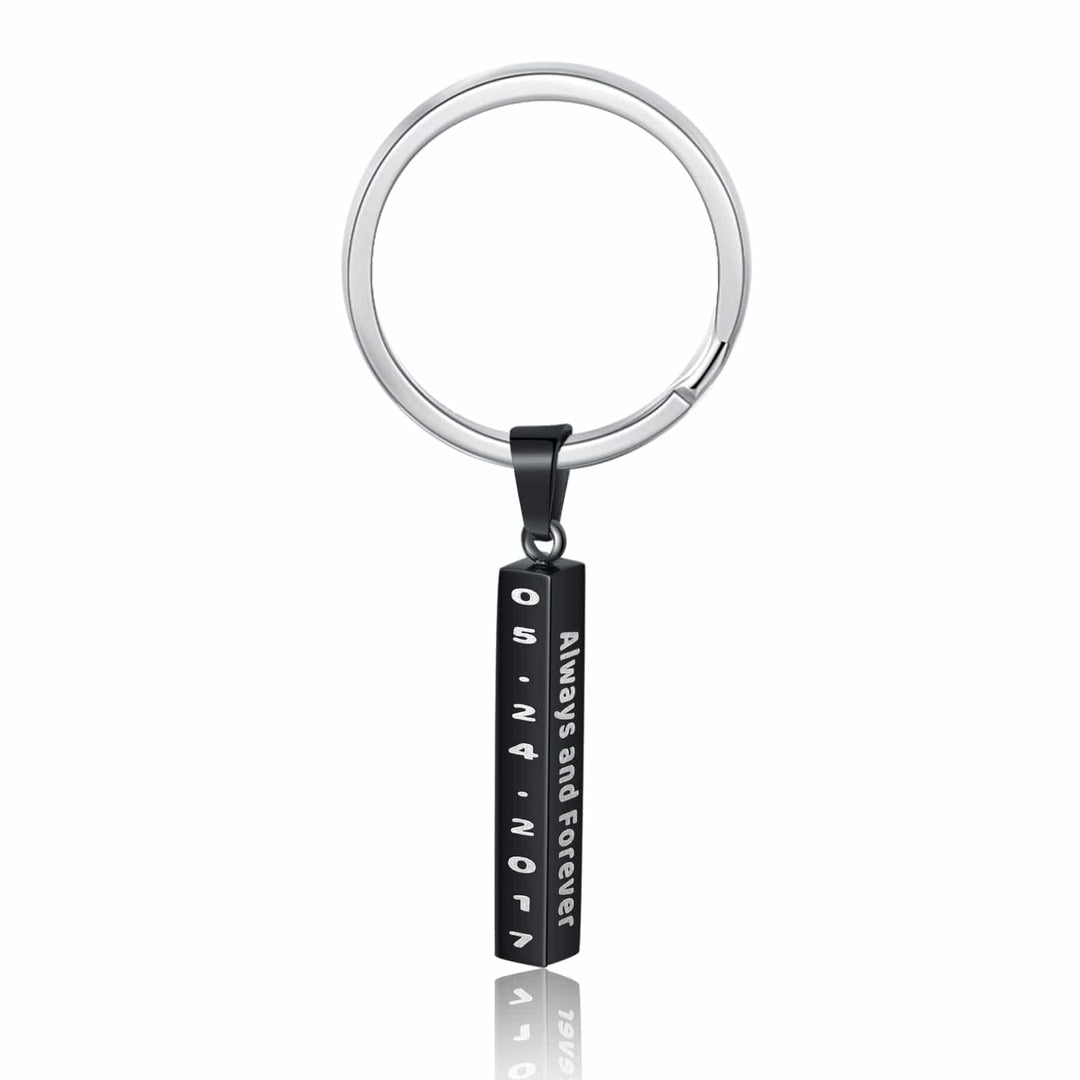 Vertical Bar Keychain Personalized 4 Sides 3D Bar Keychain Black r1