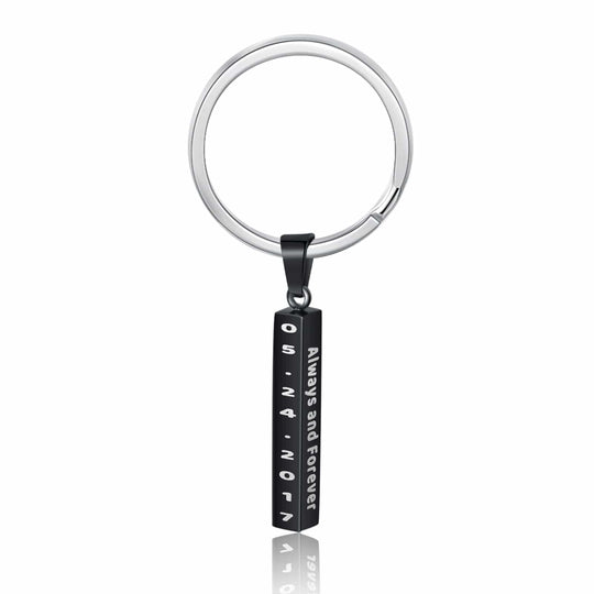 Vertical Bar Keychain Personalized 4 Sides 3D Bar Keychain Black r1