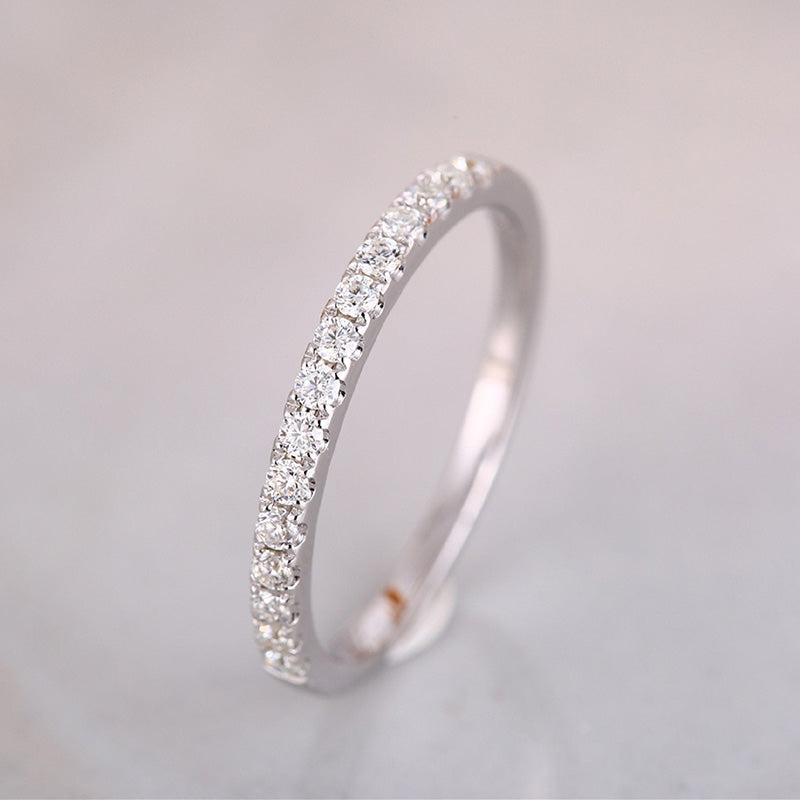 Sterling Silver Classic Half Eternity Thin Women's Wedding Band