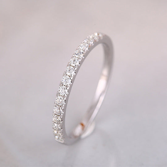 Sterling Silver Classic Half Eternity Thin Women's Wedding Band