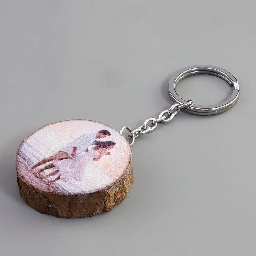 Wooden Keychain With Personalized Photo Keychain MelodyNecklace