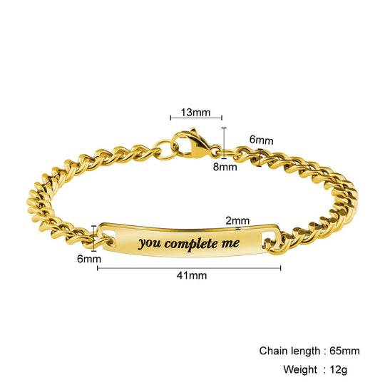 "You complete me" Adjustable Couple Bracelet(2 bracelets) Couple Bracelet MelodyNecklace