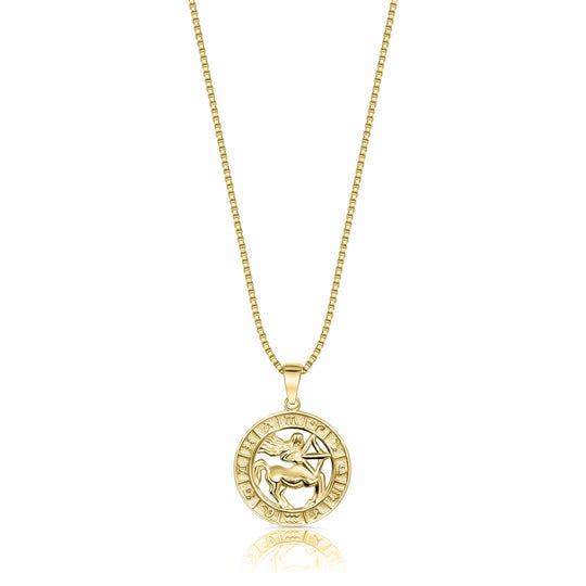 Zodiac Coin Necklace Sagittarius / 14KT Gold Vermeil Vivamacity