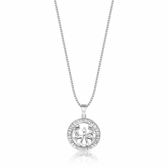 Zodiac Constellation Coin Necklace Gemini / 925 Sterling Silver Necklace MelodyNecklace