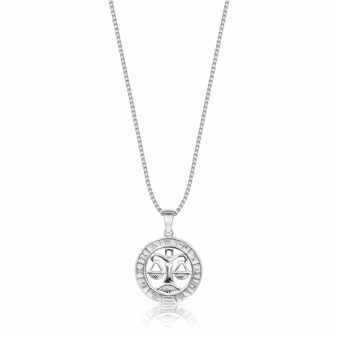 Zodiac Constellation Coin Necklace Libra / 925 Sterling Silver Necklace MelodyNecklace