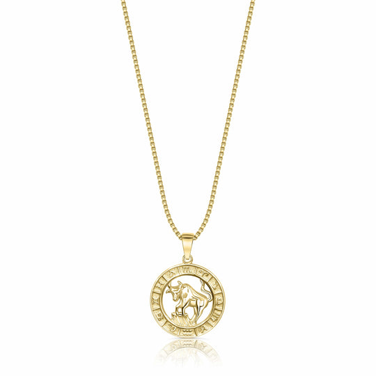 Zodiac Constellation Coin Necklace Taurus / 14KT Gold Vermeil Necklace MelodyNecklace